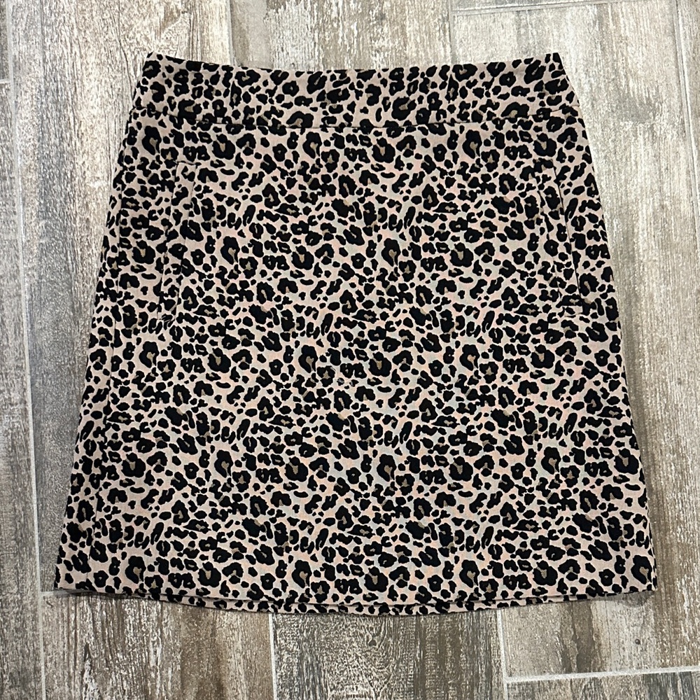 LOFT Animal Print Mini Skirt - Black and Tan